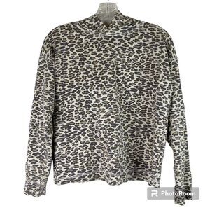 5/$15 C&C California Cream Brown Leopard Animal Print Casual Hoodie XL 14-16